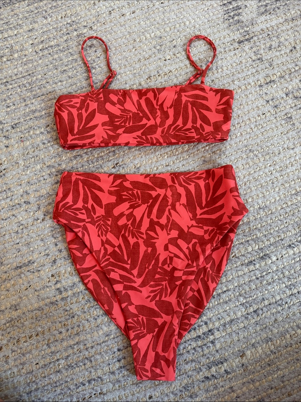 Skatie Orange High Waisted Bikini Set